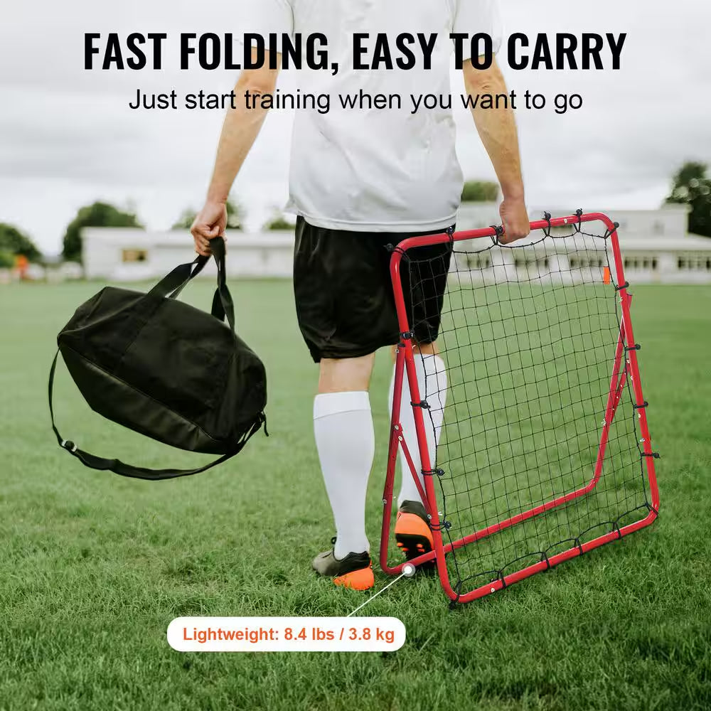 Soccer Rebounder Rebound Net, 39 In. X 39 In., Portable Football Training Gift, Adjustable Angles, for All Ages