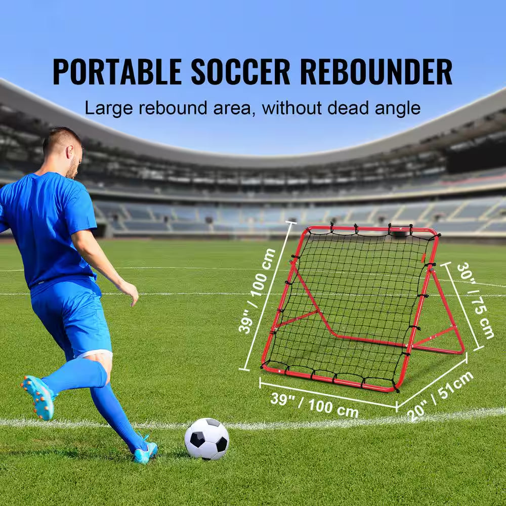 Soccer Rebounder Rebound Net, 39 In. X 39 In., Portable Football Training Gift, Adjustable Angles, for All Ages